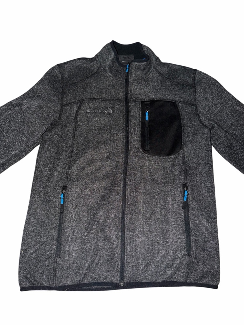 Free Country Men's Heather Gray Full-Zip Shirt Jacket with Black Chest Pocket